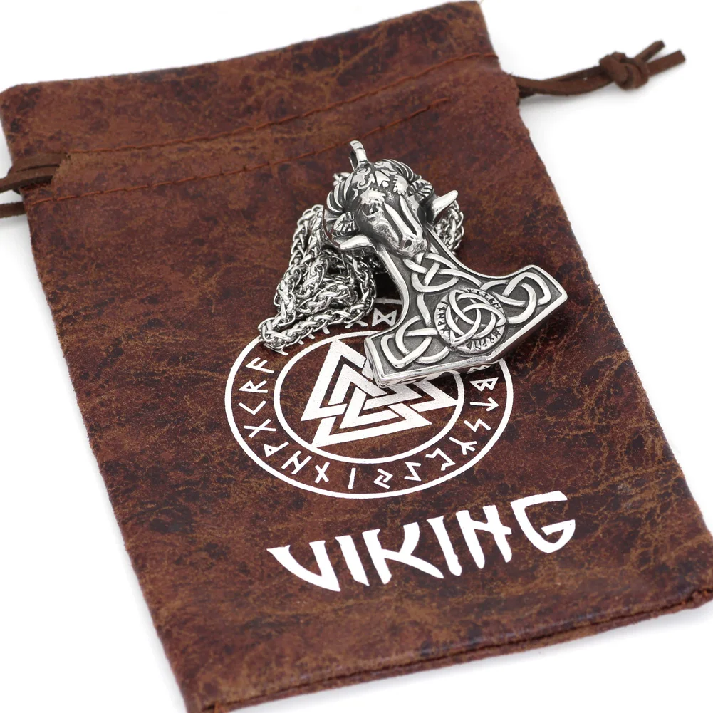 Viking 316L нержавеющая сталь Тора молот Мьёльнир козы Рунический амулет кулон