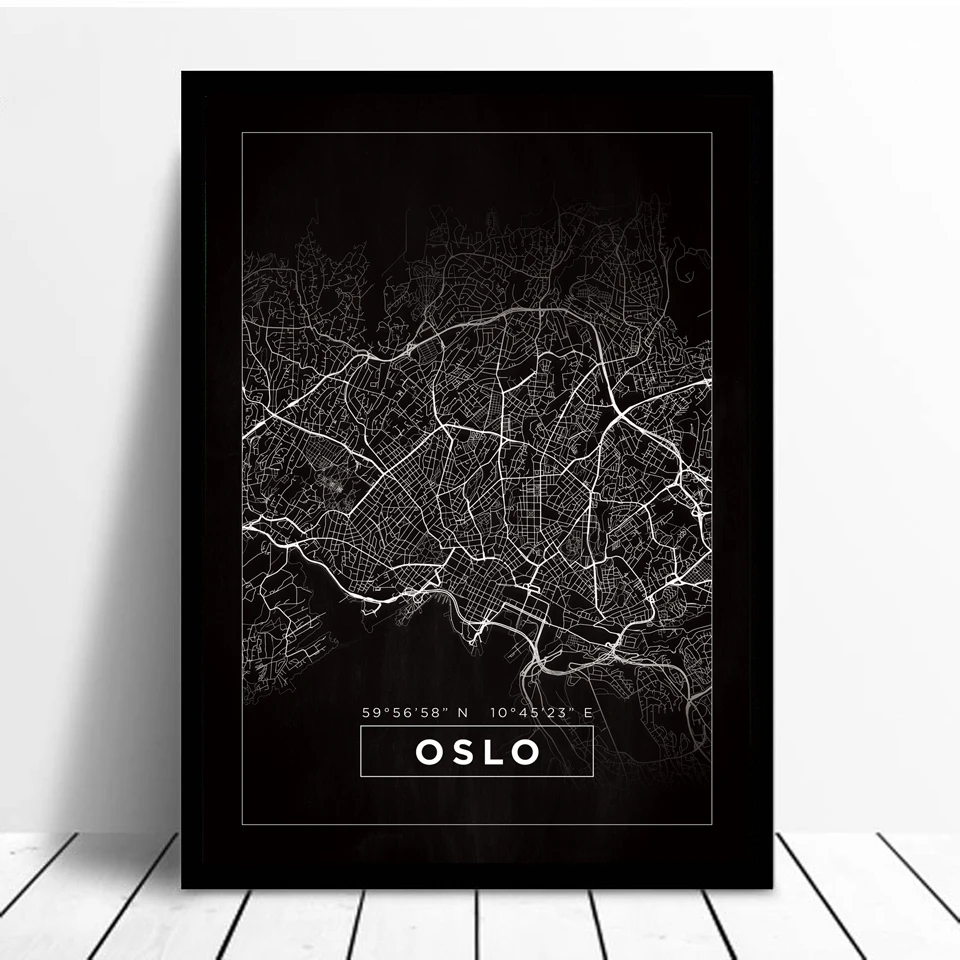 Norway Oslo постеры и принты, настенная живопись на холсте, настенные картины для гостиной, скандинавский декор, норвежский город, захват, карта, принт