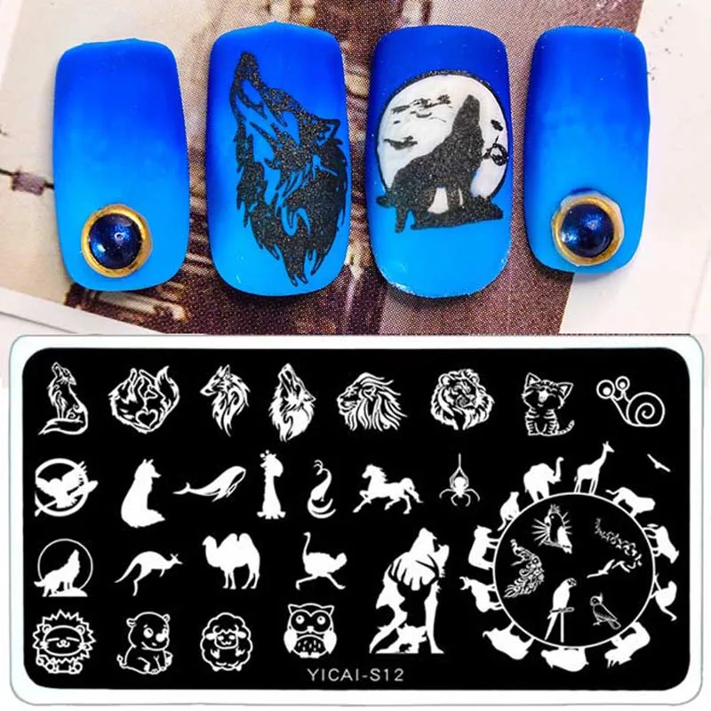 Ногтей штамповки пластины красоты девушки и животные шаблон передачи шаблоны