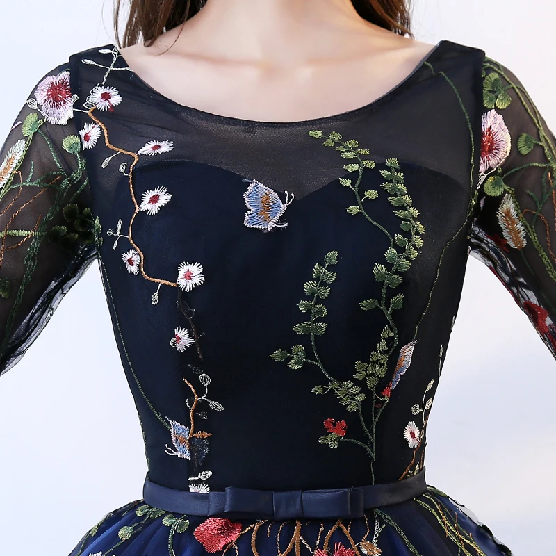 Женское бальное платье до пола темно-синее с коротким рукавом 16 лет | Свадьбы и