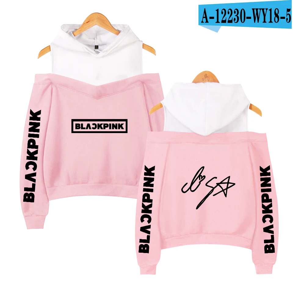 pink Frdun/черные розовые женские толстовки с капюшоном и открытыми плечами для девочек эксклюзивные повседневные осенние крутые худи Kpop на заказ - Цвет: pink