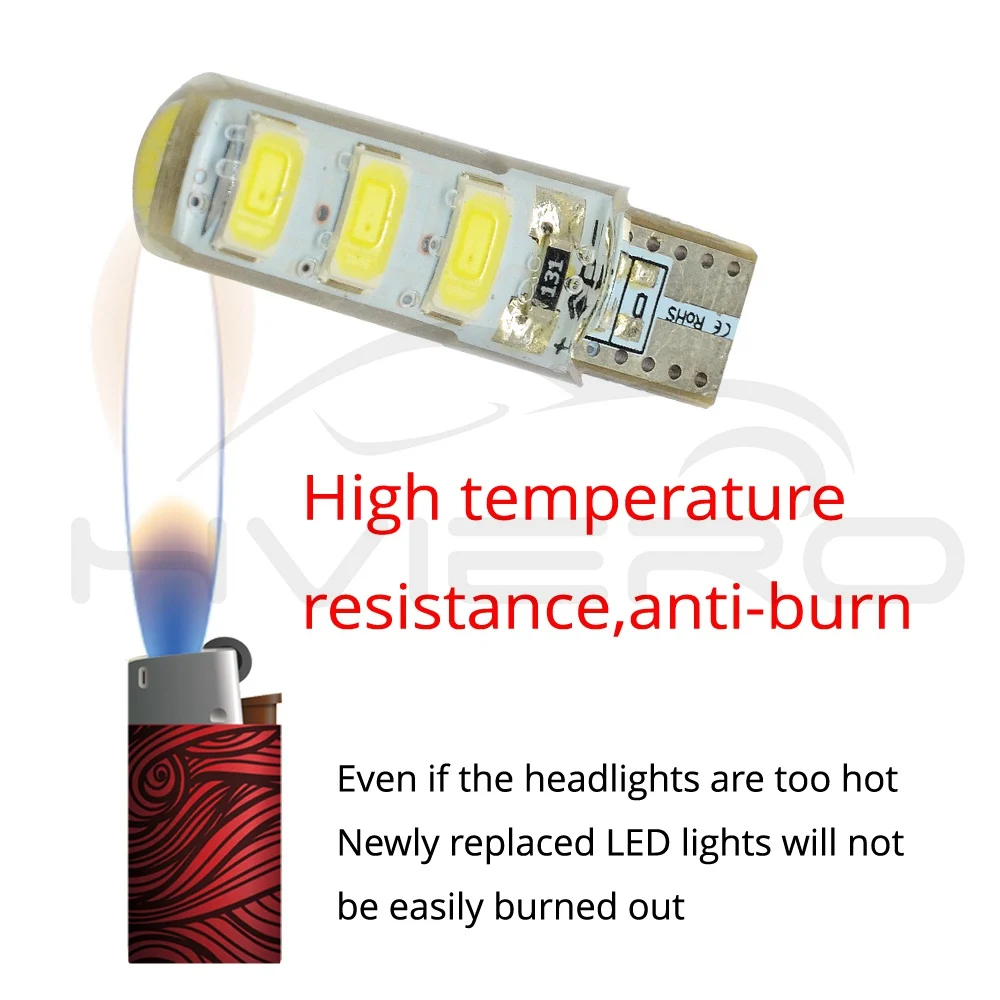 2X Автомобильный светодиодный T10 510 W5W DC 12V Canbus 6SMD силиконовый корпус задний