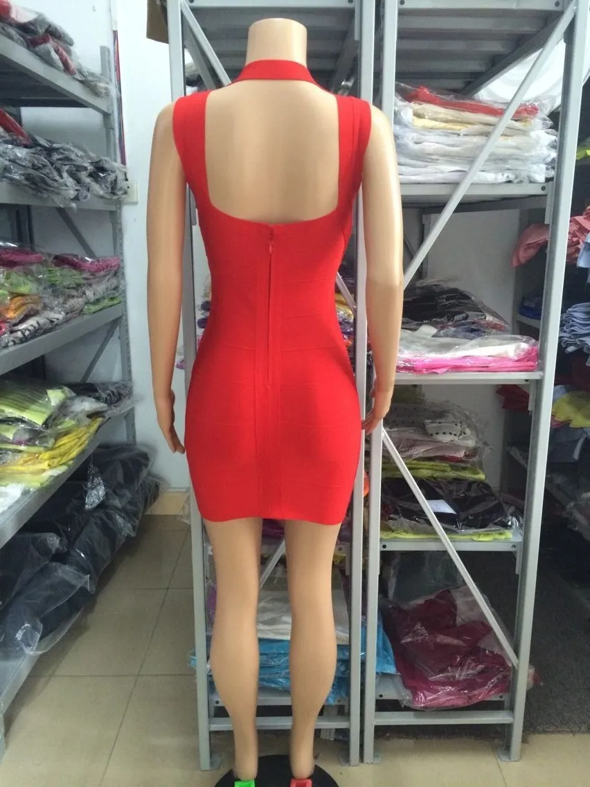 Женское Бандажное платье облегающее мини без рукавов с v образным вырезом и