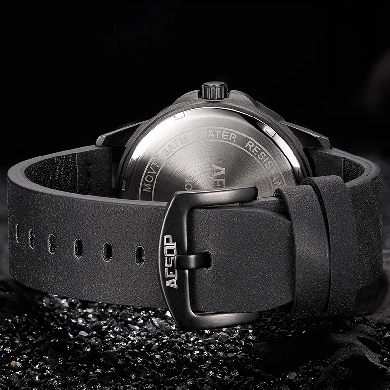 

AESOP Watch Men Luxury Relogio Masculino Mens Watches Luxury Military Male Clock Waterproof Date Leather Wristwatch Unique Saati
