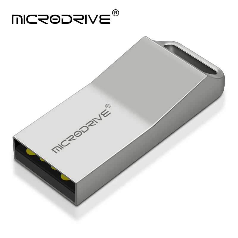 Silver Microdrive металлический USB флеш-накопитель водонепроницаемый флеш-накопитель 64 ГБ 32 ГБ 16 ГБ 8 ГБ 4 ГБ реальная емкость USB флешка с кольцом для ключей - Цвет: Silver