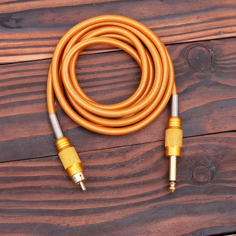 Золотой 1 шт. Новинка Горячая 1,8 м RCA машина для татуировки terface Кабельный Шнур с зажимом переключатель крюк линия для преобразования комплект питания - Цвет: Золотой