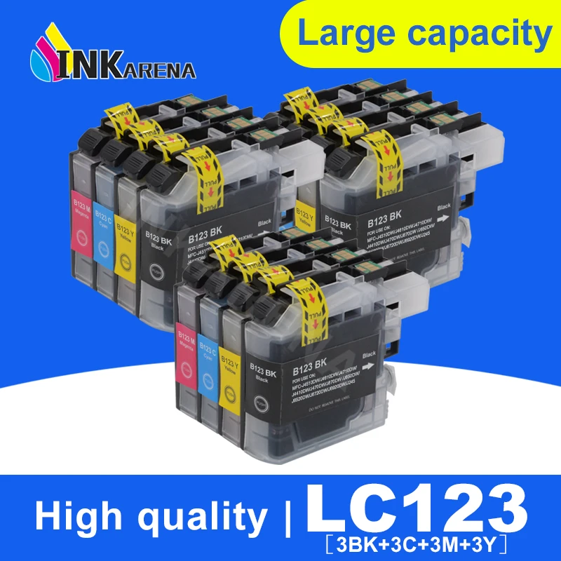 

LC123 XL For Brother LC123 Ink Cartridge Full Ink J4110DW J870DW J245 J650DW J6720DW J132W J152W J552DW Printer Cartridges