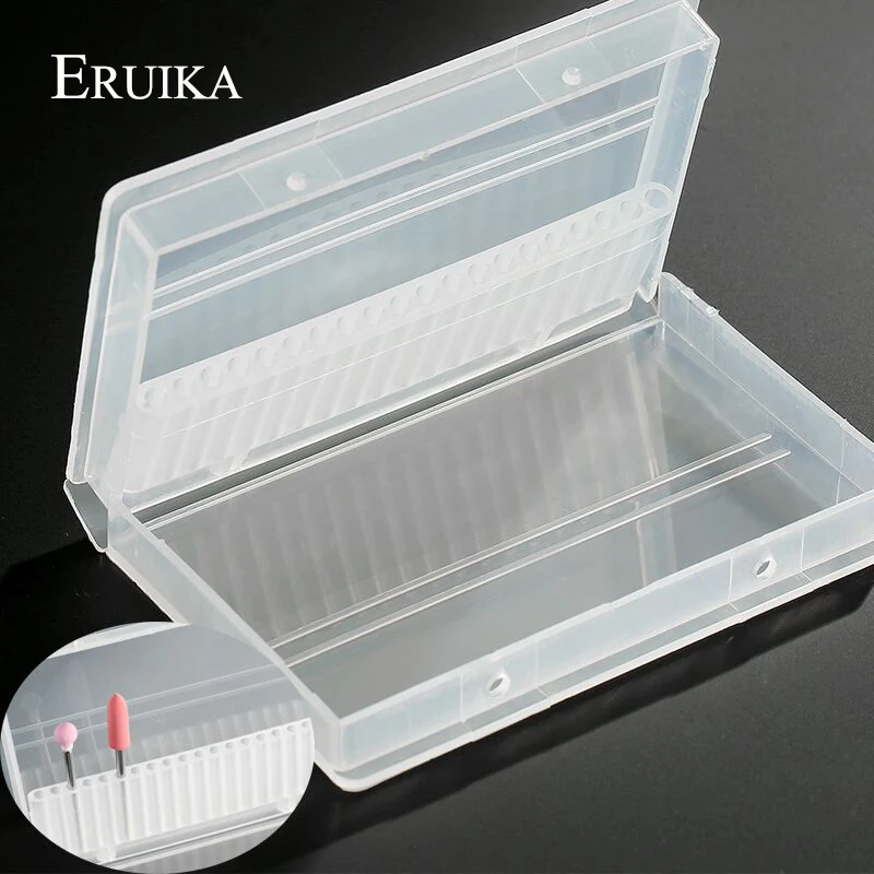 ERUIKA 1 шт. прозрачная акриловая коробка для сверл ногтей пластиковый стенд с 20