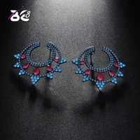 be 8 2018 luxury new fashion round shape statement earrings fashion cubic zirconia stud earrings for women wedding jewelry e807