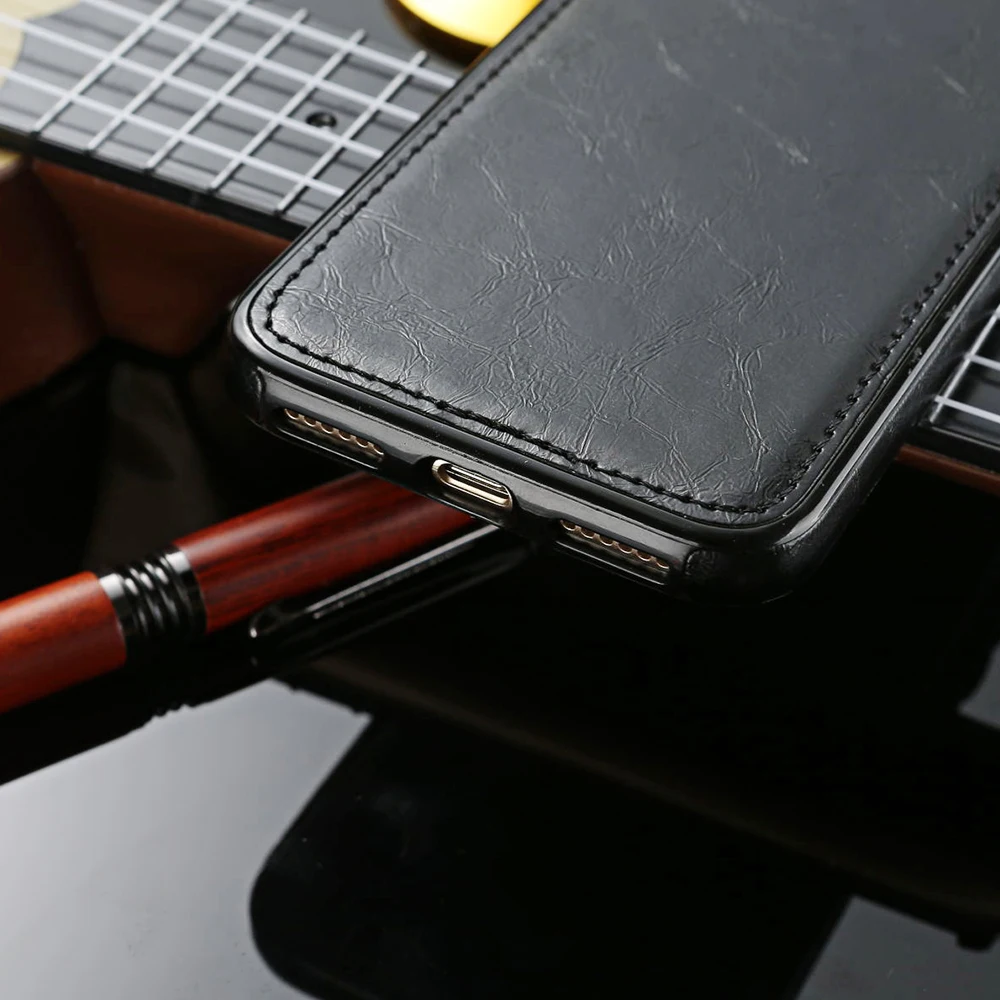 Luxury Vintage PU Leather Back Cover For iPhone 7 8 Plus XS Max XR Thin Case for iphone X 6 6S 5 5s SE |