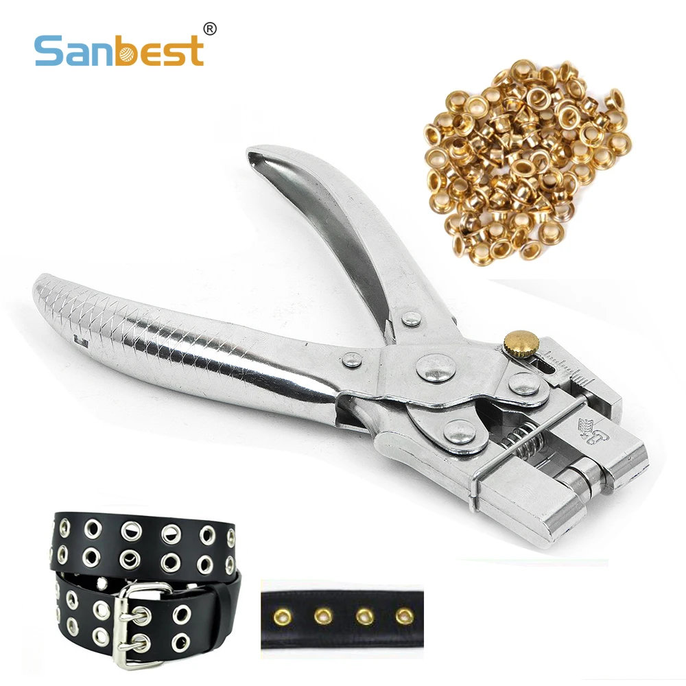 

Sanbest Plier Cloth Punch Eyelet Button Leather Card Shoe Grommet Bag Belt Setter Rivet Snap Canvas Household Pincer AT00007