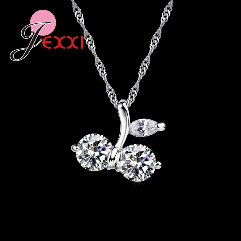 Цепочка из серебра 925 пробы с двумя кристаллами в форме арахиса|fashion jewelry|jewelry
