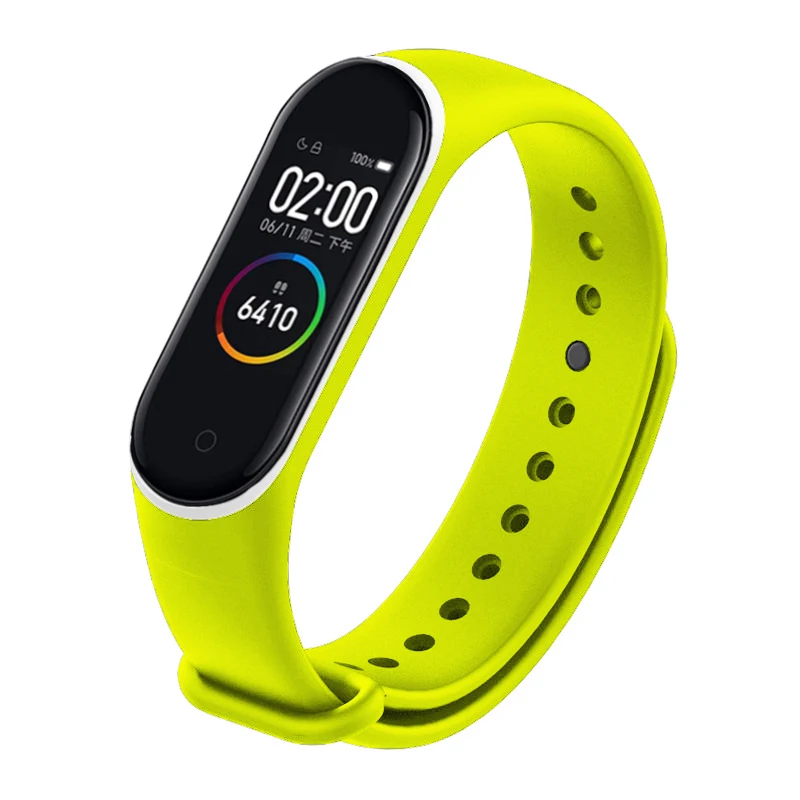 Lime white Яркие силиконовые часы, ремешок для Xiaomi mi, браслет 4, браслет для mi Band 4, часы, двойной цвет, сменный ремешок на запястье - Цвет: Lime white