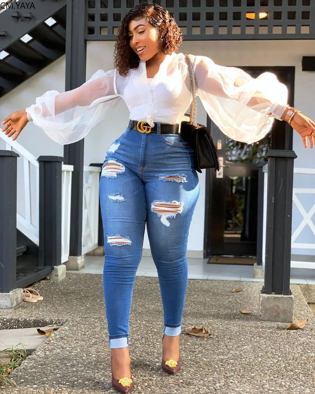 2019 новые женские осенние Рубашки из органзы посмотрите на дешевое блузки с