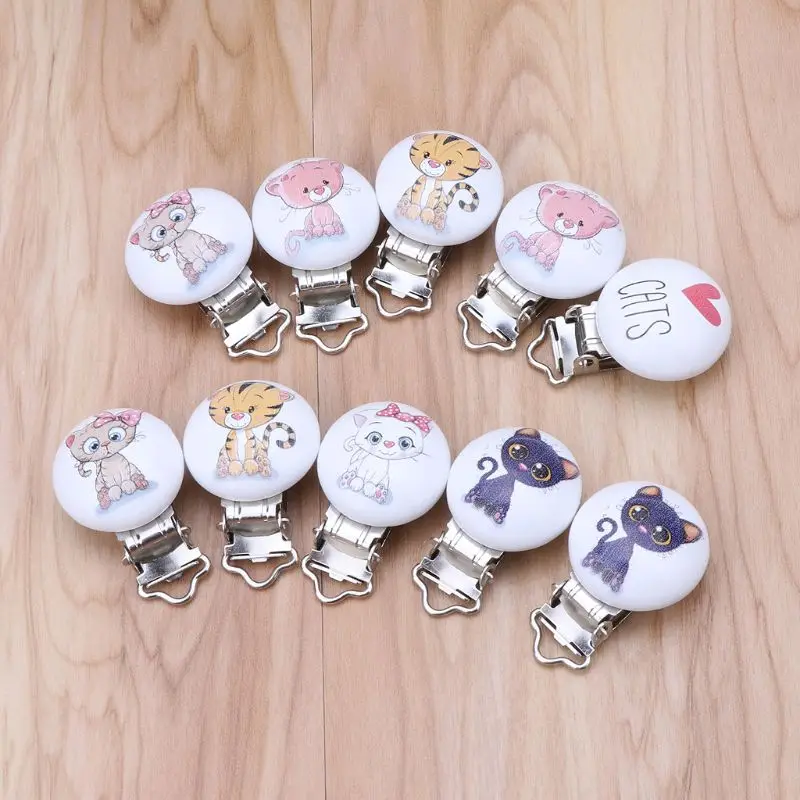 5 шт. детские соски зажимы с изображением кошек деревянный металлический