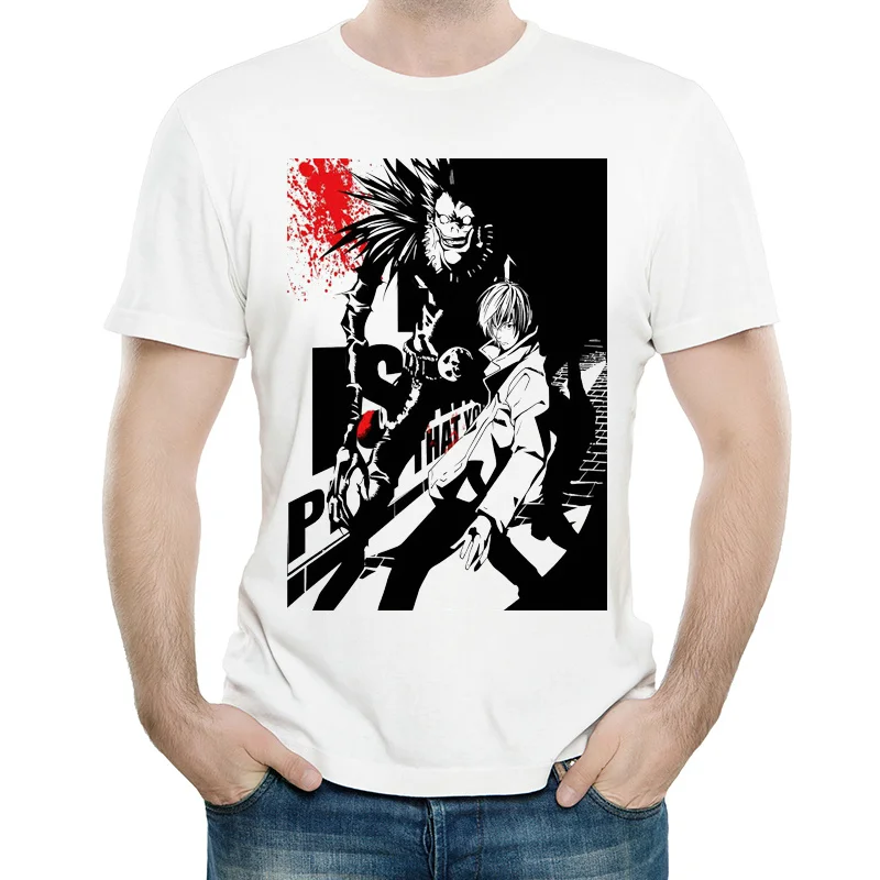 Death Note L футболка белого цвета Мужская модная футболка с коротким рукавом Death Note ryuku майки футболки Повседневная футболка