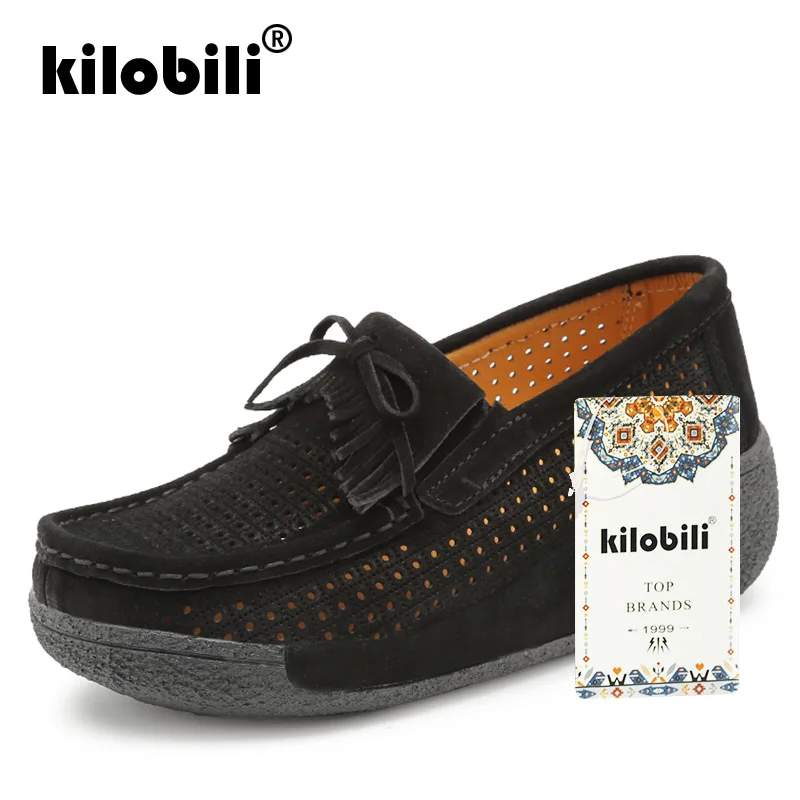Kilobili/2019 г. летние женские туфли на плоской подошве с бахромой платформе замшевые
