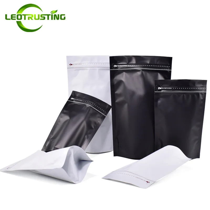 

Leotrusting, 50 шт., матовый черный/белый пакет из алюминиевой фольги с застежкой-молнией, дой-Пак, кофейные зерна, чай пакеты для упаковки орехов