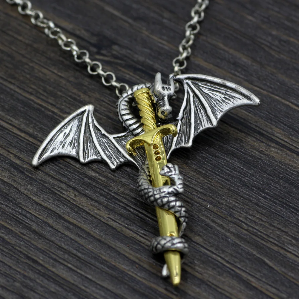 Длинное ожерелье с подвеской Pterosaur ювелирные изделия мужское драконом макси в