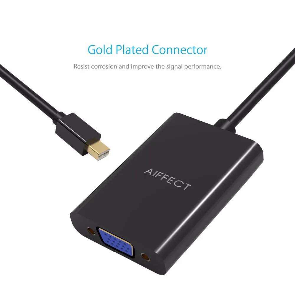 AIFFECT Mini DP DisplayPort To VGA адаптер конвертер кабель с аудио 1080P HD для Apple MacBook Air Pro iMac Mac HDTV