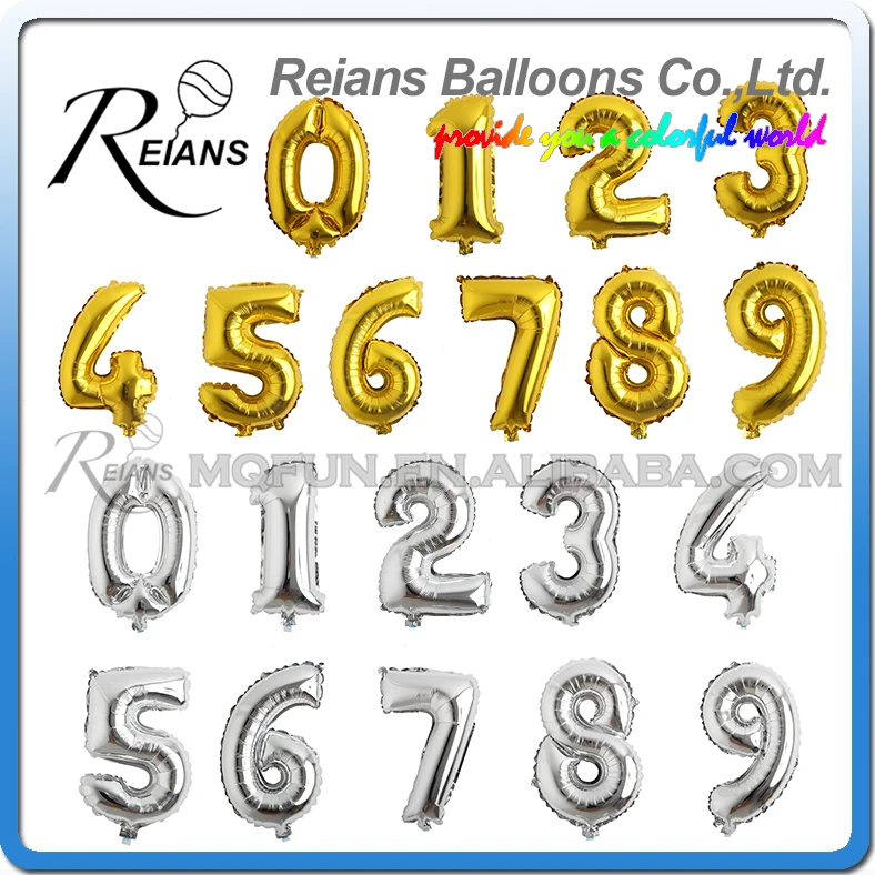 Оптовая продажа 100 шт. REIANS 32 дюймов золотое серебряное число 0 9 лет свадебные