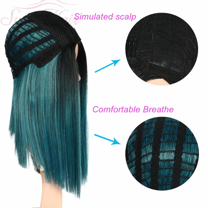 Парик для косплея Suri Hair прямые синтетические волосы с эффектом омбре короткий