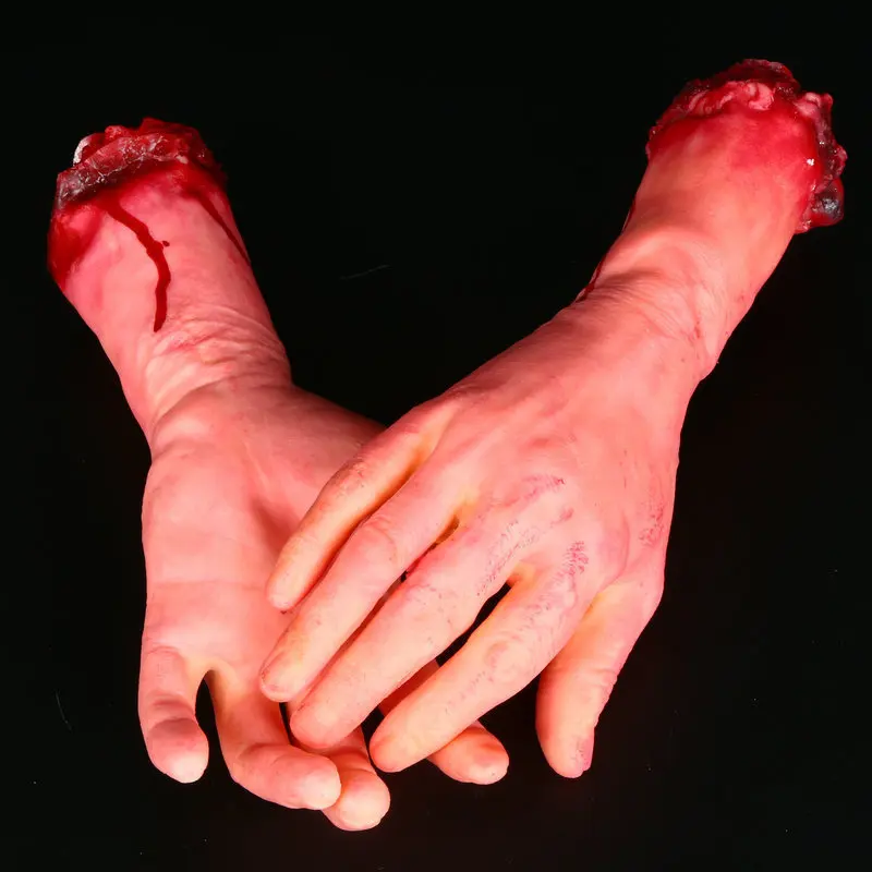 

Hot selling 1pcs 32cm terrible bloody cutting off life-size latex arm hand Halloween props