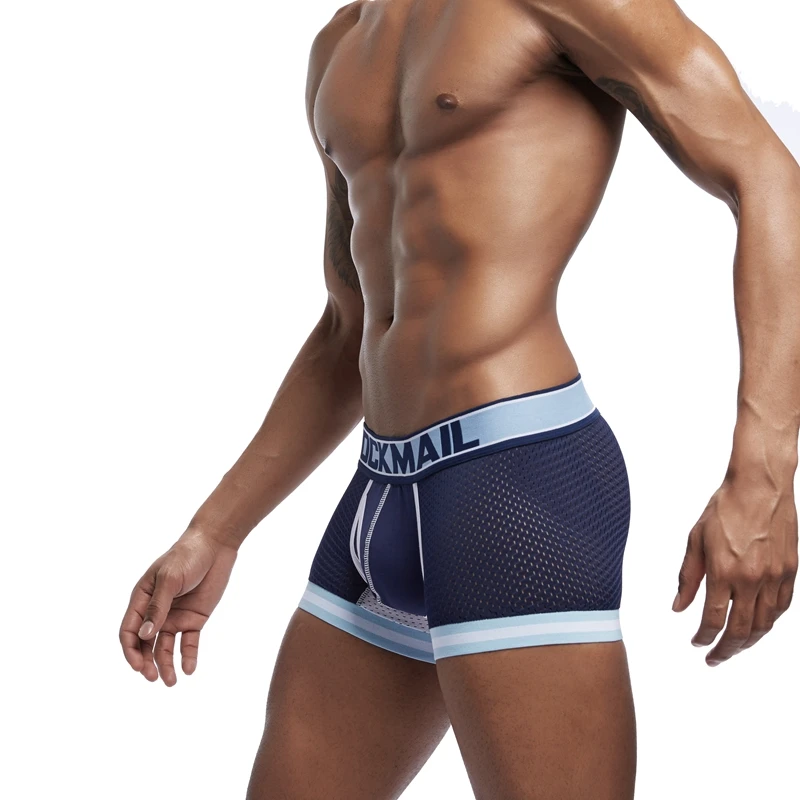 JOCKMAIL, фирменные боксеры, мужское нижнее белье, сексуальные сетчатые u-образные подштанники, Cueca, хлопковые трусы, трусы-боксеры, мужские трусики для геев