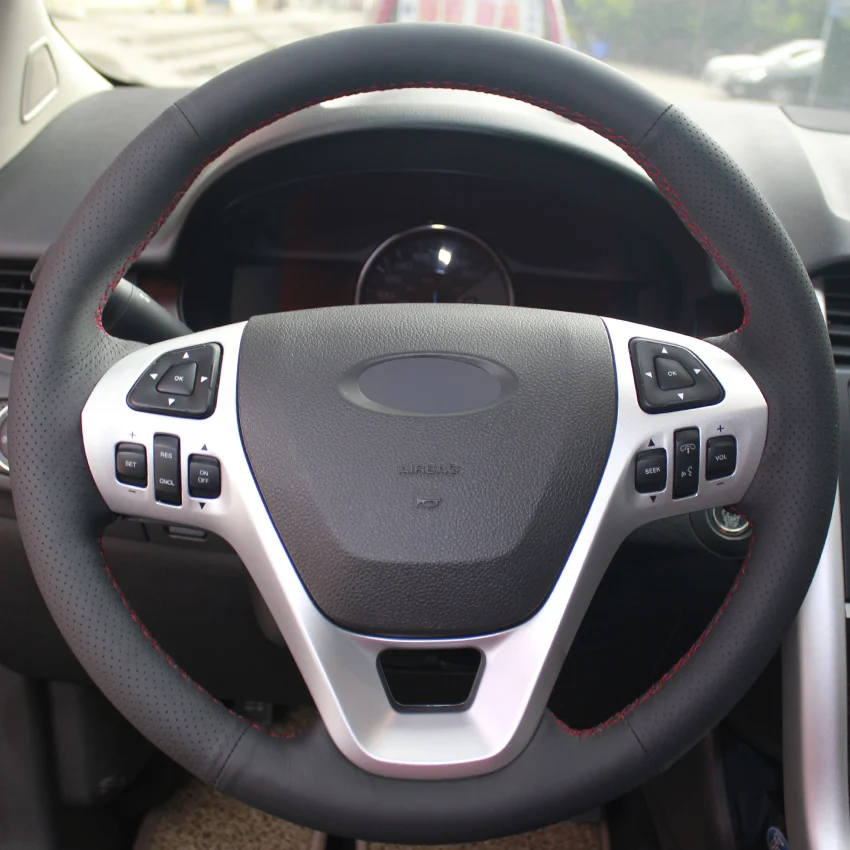 Черный PU искусственная кожа DIY Автомобильный руль Крышка для Ford Explorer 2011- Taurus 2013- Edge 2011- Flex 2013