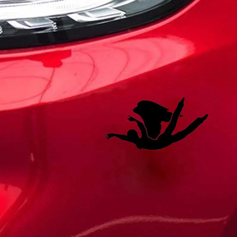 

YJZT 16*7.8CM Flying Dancing Girl Angel Cool Design Car Sticker Vinyl Decal Black/Silver Covering The Body C20-1535