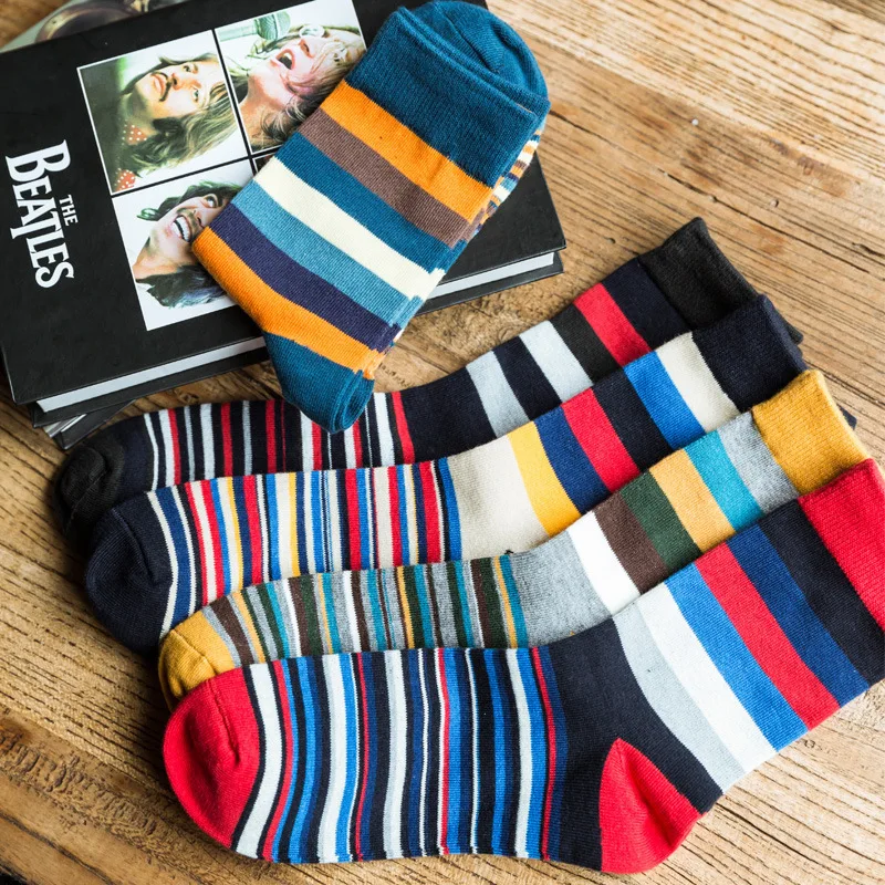 The Latest Design Popular Men's Socks 5 Pairs Striped Socks 