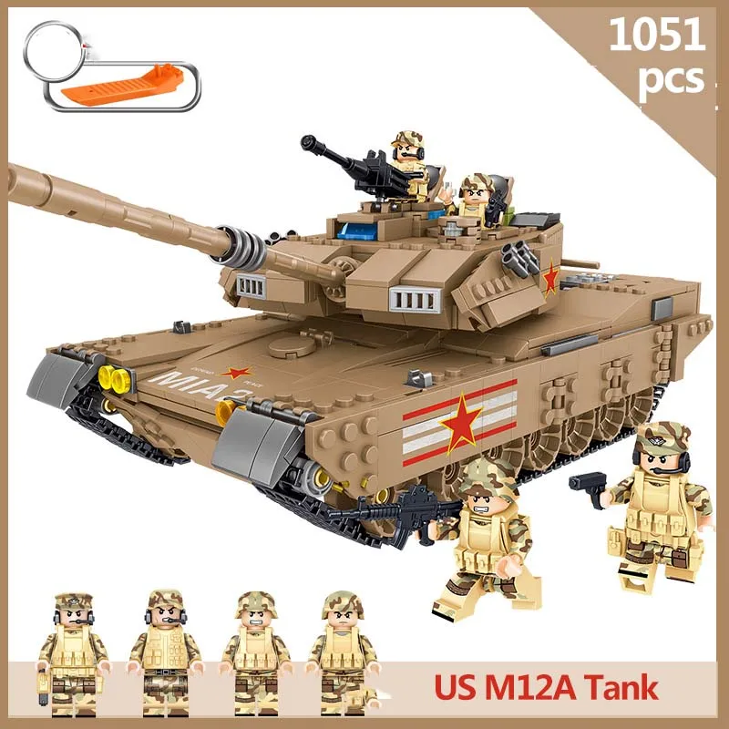 Военная серия Второй мировой войны, русский IS-2M, тяжелый танк США M1A2, модель танка, строительные блоки, игрушки для детей, подарки