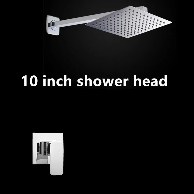 

Free shipping wall mounted chrome finish copper bathroom shower faucet with 10 inch top rainfall shower head WSF25
