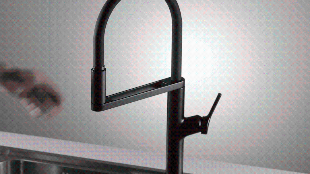 Diiib Full Black Body Kitchen Sink Faucet With Pre Riser Sprayer 300 Degree Rotating Arm 2 Spray Mode Non Sensor Faucet