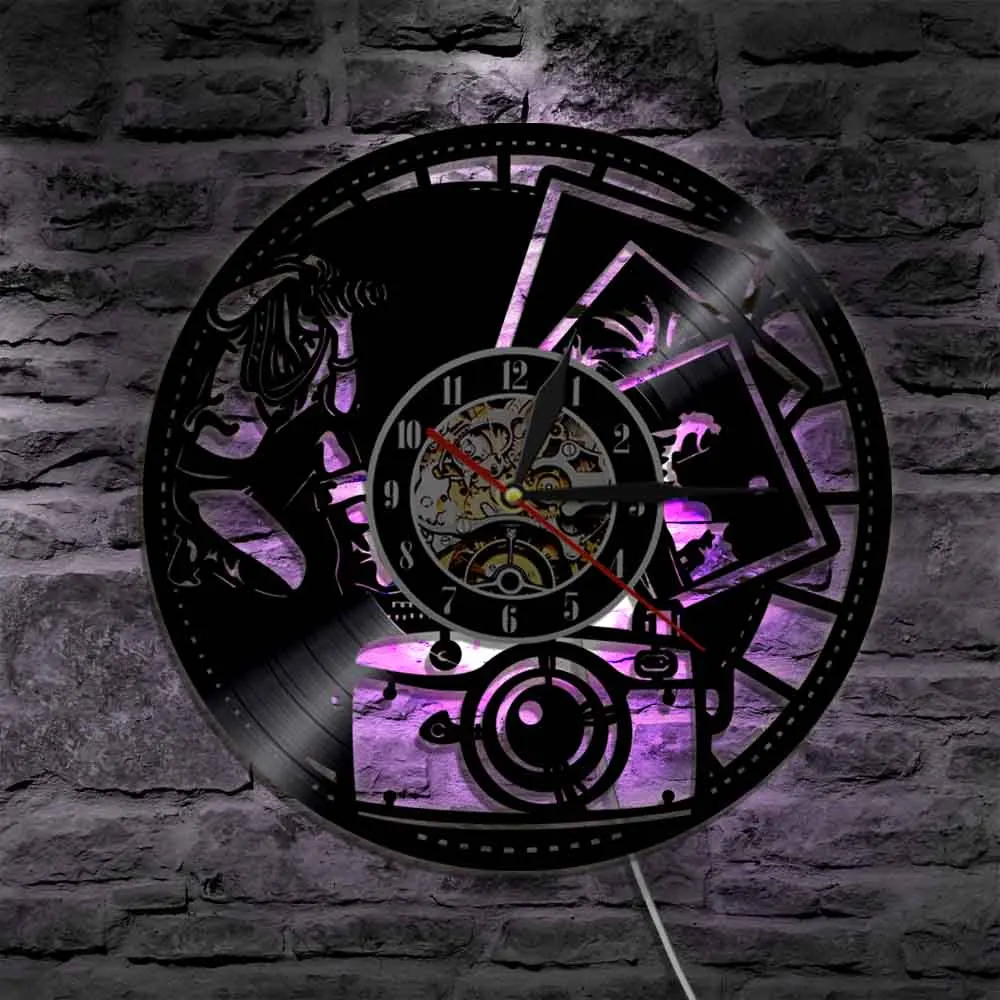  Photo Hobby Photographer Design Vintage Vinyl Clock Handmade Record Wall Creative Hanging Home Decor | Дом и сад