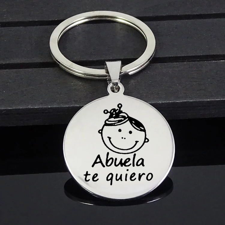 Popular ABUELA Te quiero Keyring llavero High Polished Stainless Steel Smile Keychain Jewelry Best Gift for Grandma YP6792 | Украшения и