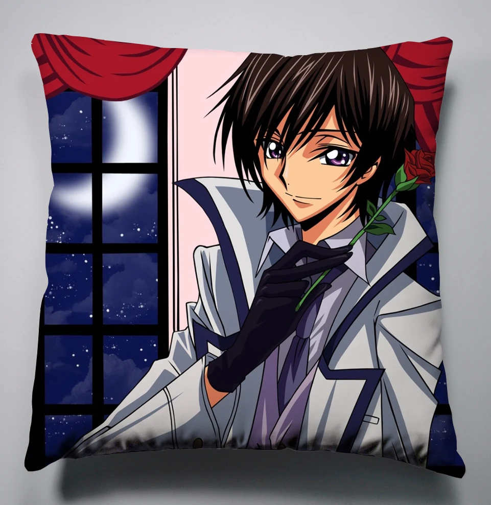 Шелковый Чехол на подушку с Аниме Манга кодом Geass 40x40 см Наволочка декоративный