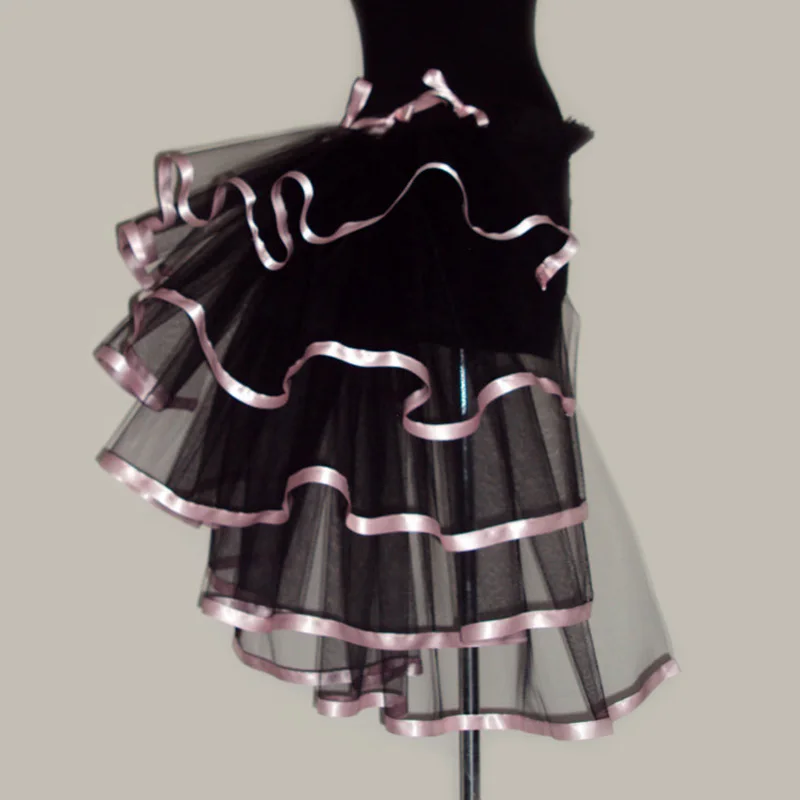 Women Sexy Club Long Tutu Skirt Party Queen Stripe Transparent Mesh Underskirt Female Pleated Tulle Petticoat Faldas Mujer Jupe