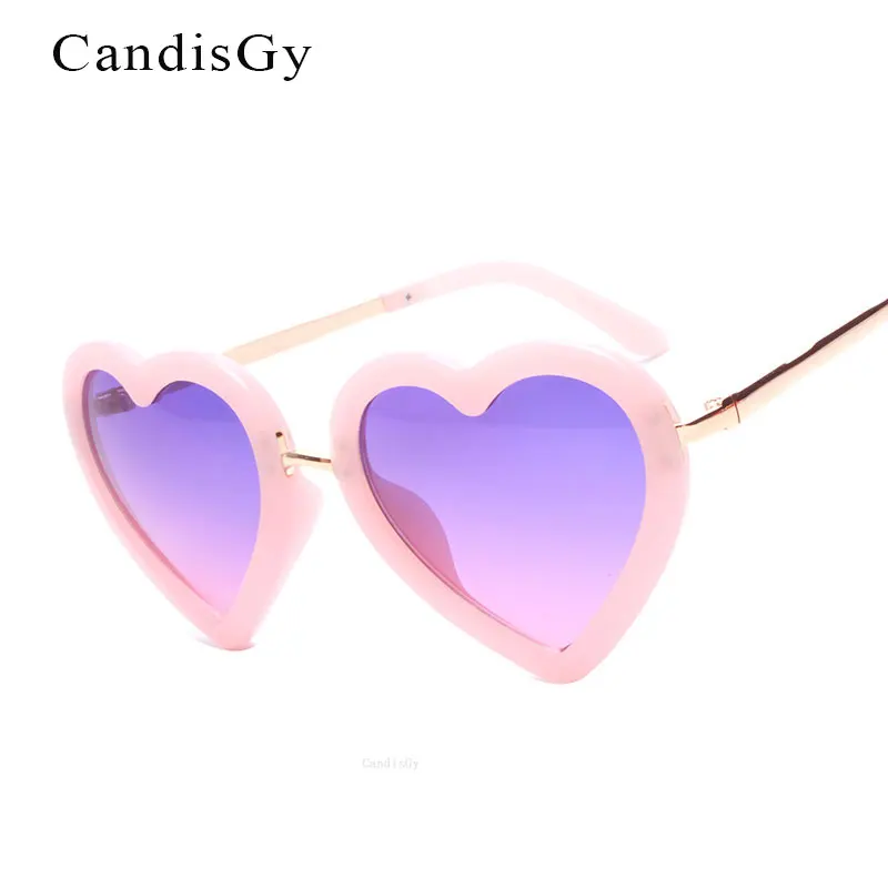 Женские цветные солнцезащитные очки CandisGy милые летние с сердечками Прямая