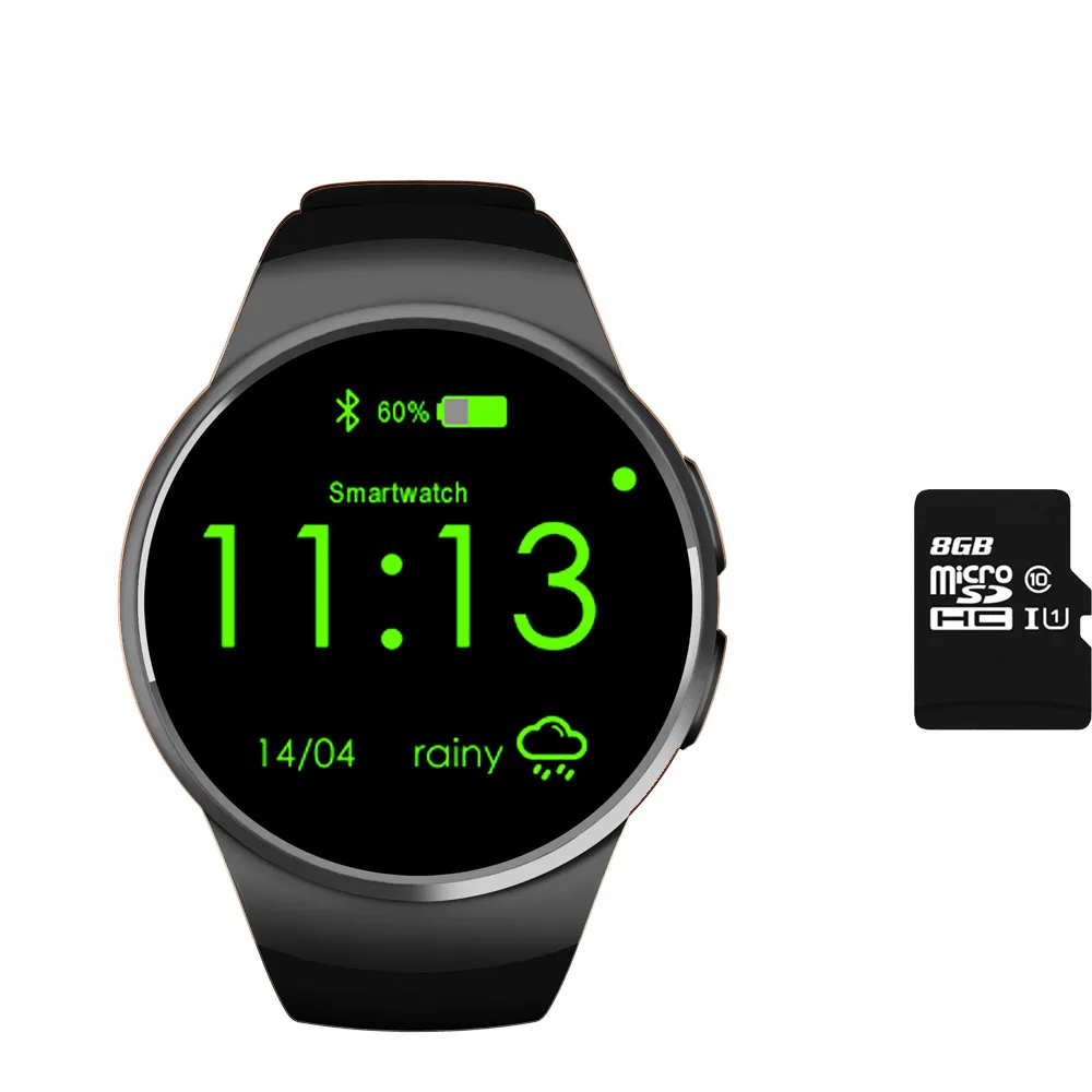 Black with 8G Bluetooth, телефон, часы KW18 часы Смарт-часы Android фитнес-трекер уведомления Поддержка sim-карты TF для телефона samsung Xiaomi - Цвет: Black with 8G