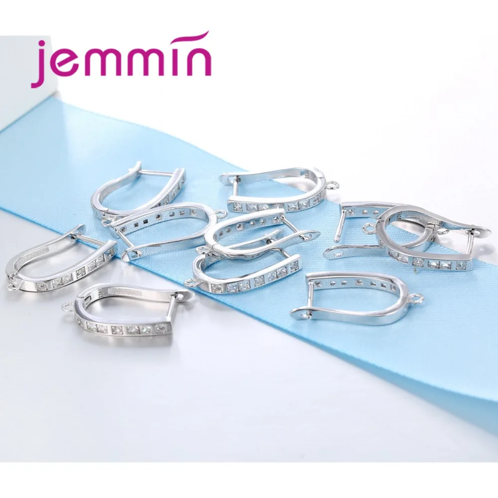 

New 5 Pairs/Lot DIY Hoop Earrings for women Setting with Cubic Zirconia Fashion 925 Sterling Silver Earrings Jewelry