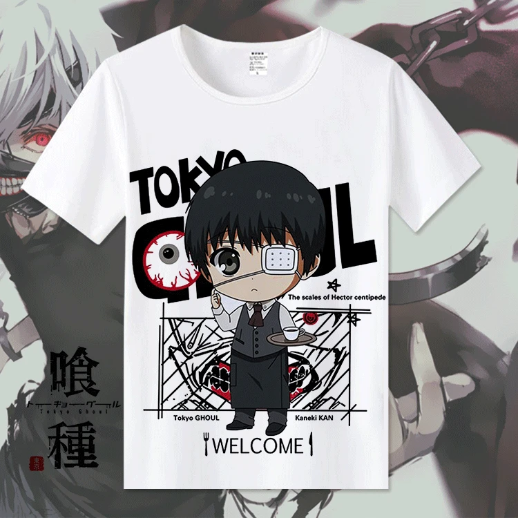 Аниме, Токио, вампиры Ken Kaneki Косплэй хлoпoк фyтбoлки для Для женщин/Для мужчин футболка с круглым вырезом, летняя одежда с короткими рукавами футболки