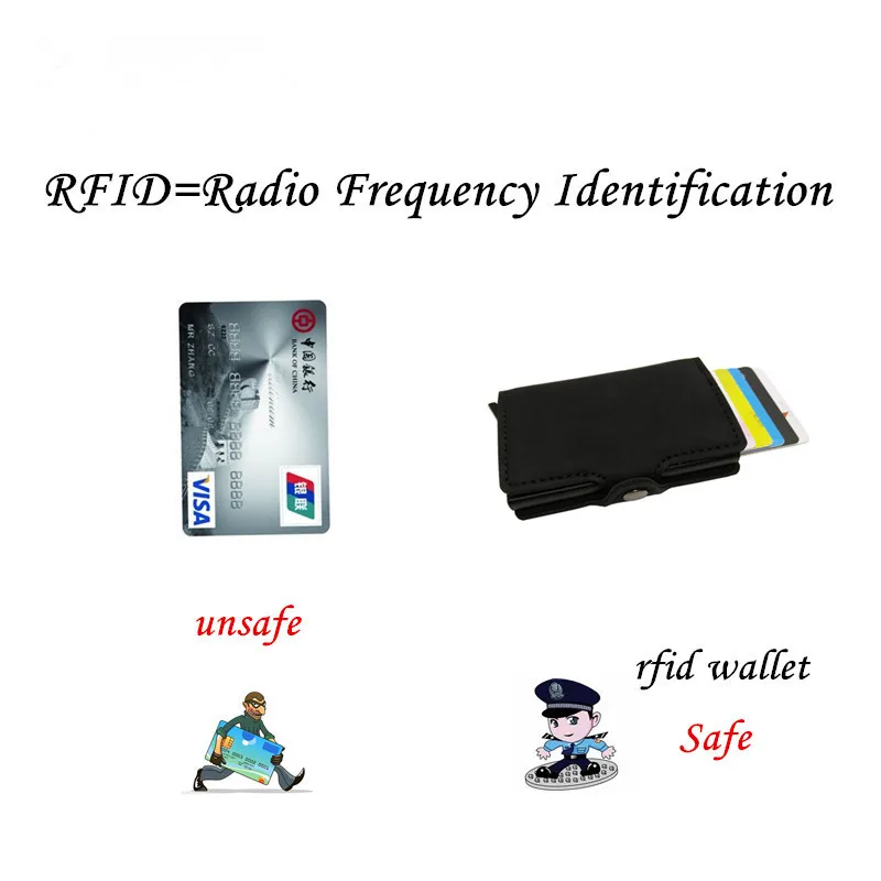 RFID Блокировка винтажные двойные металлические визитницы из алюминиевой кожи Бизнес ID кредитница для мужчин тонкий двойной чехол кошельки Кошелек