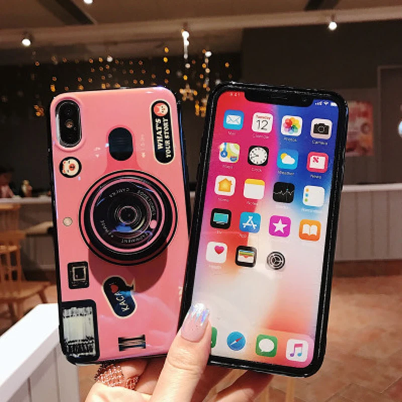 Простой ТПУ чехол для телефона Huawei P20/P30 Чехол мобильного с ретро рисунком камеры