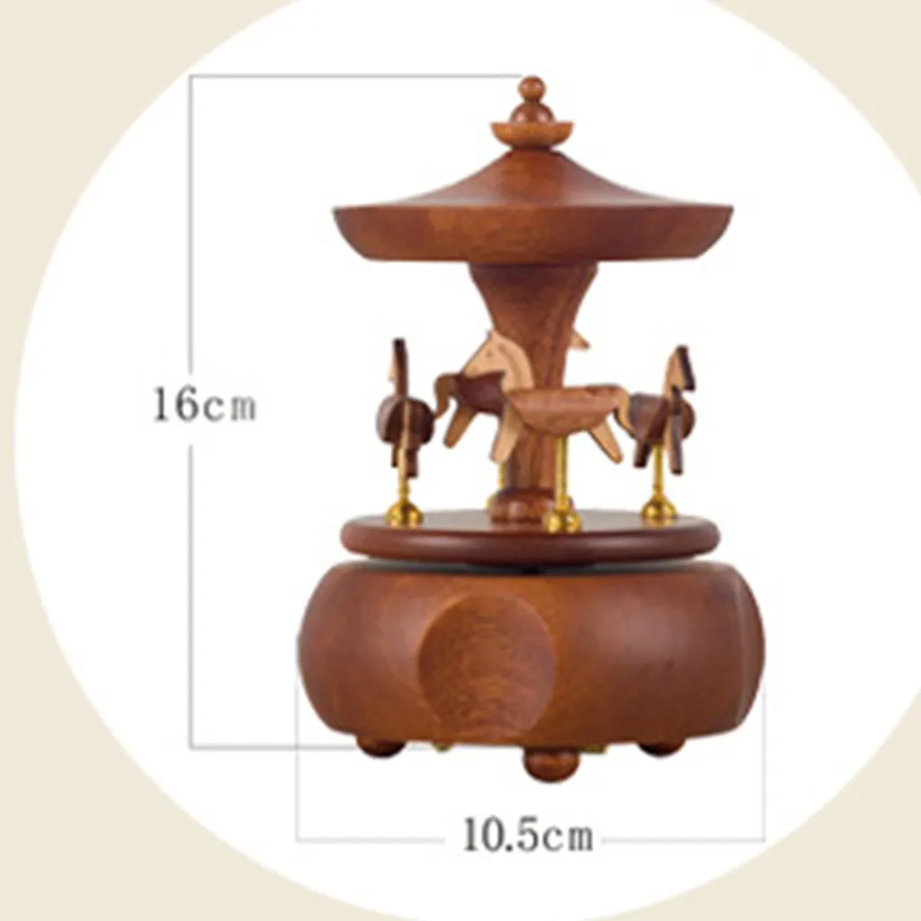 Музыкальная шкатулка ручной работы карусель деревянная заводная украшение для