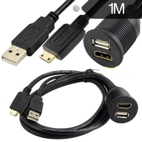 Мини hdmi к USB и HDMI гнездовая панель смывное крепление для автомобиля лодки
