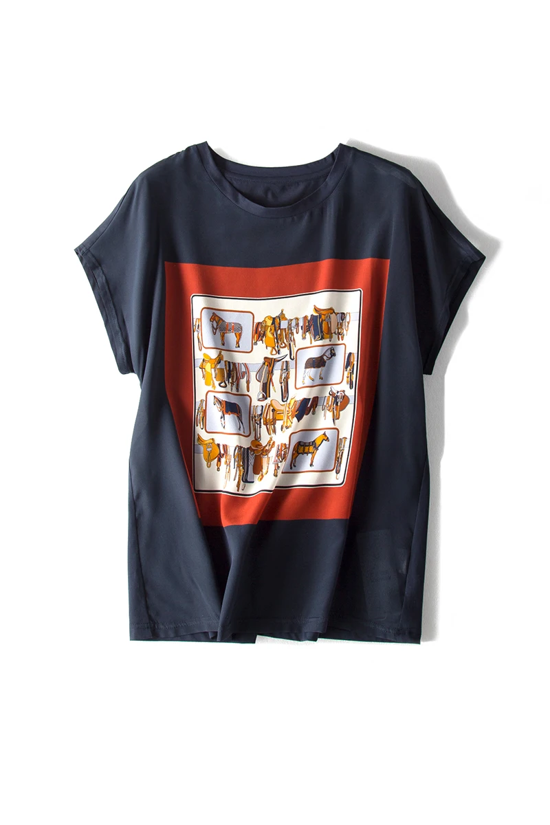 Футболка женская из 100% натурального шелка Повседневная рубашка с коротким