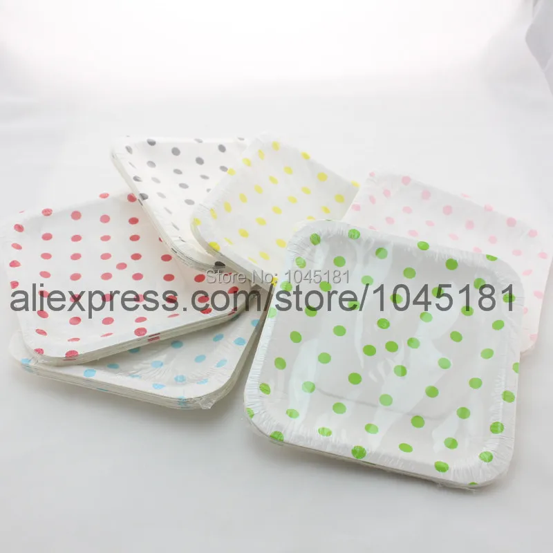 Бесплатная доставка 3000 шт./лот Желтые красные синие розовые бумажные тарелки для