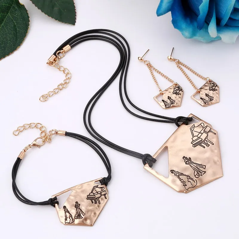 2018 ожерелье браслет серьги позолоченные серебряные Ювелирные наборы для женщин