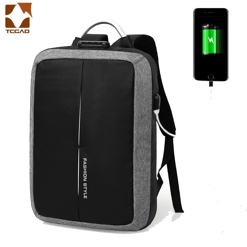 TCGAD новый рюкзак унисекс с защитой от кражи и USB подзарядкой без ключа замком TSA